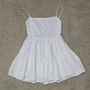Peppermayo Mini White Dress Size 4 Lined White with Sexy Low Back Linen Blend